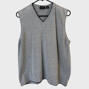 Vintage Guess V-Neck Sweater Vest Gray Men's Medium Fine Gauge Knit 100% Cotton
